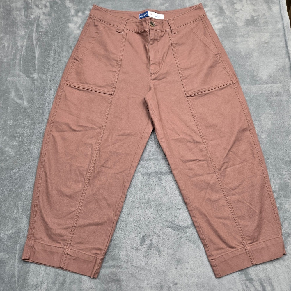 Old Navy Barrel Leg Pants Rose Clay Cotton Canvas Womens Petite Size 12